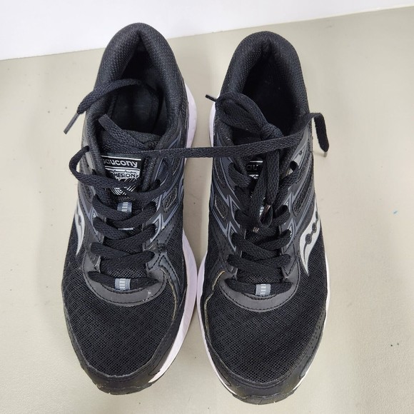 Saucony Womens Cohesion 13 Running Shoes Size 7.5 Black White Lace Up Sporty EUC - Picture 6 of 10